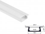 ALU-1104-R LED Aluminum Channel - Recessed - For Strips Up To 11mm - Silver - 1m / 2m - Frosted Lens