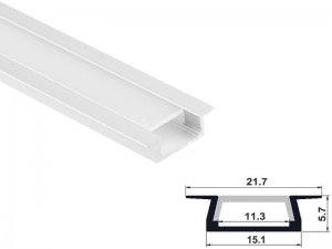 ALU-1104-R LED Aluminum Channel - Recessed - For Strips Up To 11mm - Silver - 1m / 2m - Frosted Lens