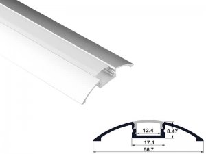 ALU-1206 LED Aluminum Channel - Surface - For Strips Up To 12mm - Silver - 1m / 2m - Frosted Lens