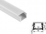 ALU-1612 LED Aluminum Channel - Surface - For Strips Up To 13mm - Silver - 1m / 2m - Frosted Lens