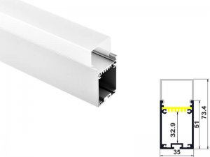 ALU-3573 Aluminum Channel - Surface / Hanging mount - For Strips Up To 30mm - Silver - 1m / 2m