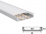 ALU-4309 LED Aluminum Channel - Surface - For Strips Up To 39mm - Silver - 1m / 2m - Frosted Lens