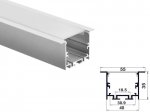 ALU-5535-R LED Aluminum Channel - Recessed - For Strips Up To 30mm - Silver - 1m / 2m - Frosted Lens