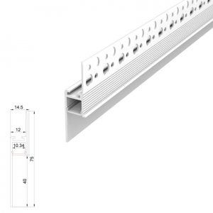 ARC-SGS-M 40mm Shadow Gap Aluminum Channel - Recessed - For Strips Up To 10mm - Silver - 1m / 2m - Frosted Lens