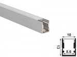 ALU-1013 LED Aluminum Channel - Surface - For Strips Up To 8mm - Silver - 1m / 2m - Frosted Lens