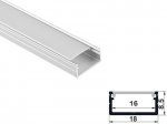 ALU-1606 LED Aluminum Channel - Surface - For Strips Up To 16mm - Silver - 1m / 2m - Frosted Lens