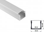 ALU-2007 LED Aluminum Channel - Surface - For Strips Up To 20mm - Silver - 1m / 2m - Frosted Lens