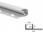 ALU-3511 Drywall LED Aluminum Channel - Recessed - For Strips Up To 12mm - 1m / 2m - Frosted Lens