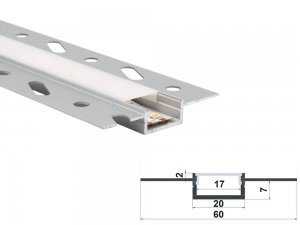ALU-6010 Drywall LED Aluminum Channel - Recessed - For Strips Up To 17mm - 1m / 2m - Frosted Lens