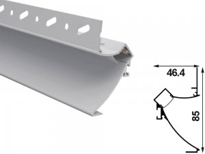 ALU-8546 Drywall LED Aluminum Channel - Recessed - For Strips Up To 12mm - 1m / 2m - Frosted Lens