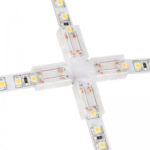 Solderless Clamp-On Cross Connector for 8mm Single Color LED Strip Lights