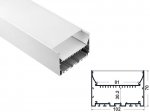 ALU-10270 Aluminum Channel - Surface / Hanging mount - For Strips Up To 80mm - Silver - 1m / 2m - Frosted Lens