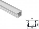 ALU-1105-R LED Aluminum Channel - Recessed - For Strips Up To 11mm - Silver - 1m / 2m - Frosted Lens