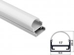 ALU-1601 LED Aluminum Channel - Surface - For Strips Up To 17mm - Silver - 1m / 2m - Frosted Lens