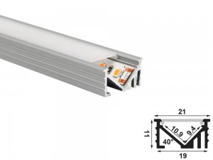 ALU-2111-R LED Aluminum Channel - Recessed - For Strips Up To 9mm - Silver - 1m / 2m - Frosted Lens