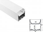 ALU-7676 Aluminum Channel - Surface / Hanging mount - For Strips Up To 55mm - Silver - 1m / 2m - Frosted Lens
