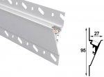 ALU-9527 Drywall LED Aluminum Channel - Recessed - For Strips Up To 12mm - 1m / 2m - Frosted Lens
