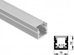ALU-1010 LED Aluminum Channel - Surface - For Strips Up To 8mm - Silver - 1m / 2m - Frosted Lens