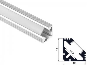 ALU-1101-COR 19 x 19 Wide Rounded Corner Aluminum Channel - Corner - For Strips Up To 11mm - 1m / 2m – Including Diffuser