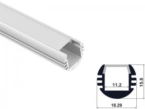 ALU-1106 LED Aluminum Channel - Surface - For Strips Up To 11mm - Silver - 1m / 2m - Frosted Lens