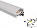 ALU-1620 LED Aluminum Channel - Surface - For Strips Up To 14mm - Silver - 1m / 2m - Frosted Lens