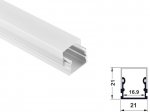ALU-2121D LED Aluminum Channel - Surface - For Strips Up To 12mm - 1m / 2m - Frosted Lens