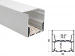 ALU-8080 Aluminum Channel - Surface / Hanging mount - For Strips Up To 54mm - Silver - 1m / 2m - Frosted Lens