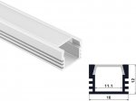 ALU-1103 LED Aluminum Channel - Surface - For Strips Up To 11mm - Silver - 1m / 2m - Frosted Lens