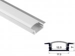 ALU-1204-R LED Aluminum Channel - Recessed - For Strips Up To 12mm - Silver - 1m / 2m - Frosted Lens