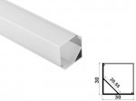 ALU-3030S-COR 30 x 30 Wide Rounded Corner Aluminum Channel - Corner - For Strips Up To 20mm - 1m / 2m – Including Diffuser