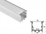 ALU-3830-R LED Aluminum Channel - Recessed - For Strips Up To 27mm - Silver - 1m / 2m - Frosted Lens