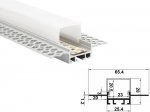 ALU-6529 Drywall LED Aluminum Channel - Recessed - For Strips Up To 23mm - 1m / 2m - Frosted Lens