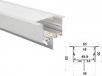 ALU-6535T Drywall LED Aluminum Channel - Recessed - For Strips Up To 40mm - 1m / 2m - Frosted Lens