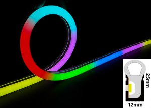DMX Addressable RGBW Neon LED Flex - Side Bend Digital Neon Flex - IP67 - 12*25mm Wide - 24V - 5m