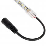 Solderless Clamp-On LED Strip Light to 5.5mm DC Barrel Connector - 10mm Single Color Strips - 22 AWG
