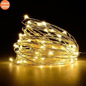 33 FT | 100 Warm White LED Waterproof Micro Fairy String Lights with AC Plug-In Power
