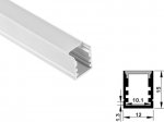 ALU-1215 LED Aluminum Channel - Surface - For Strips Up To 10mm - Silver - 1m / 2m - Frosted Lens