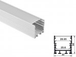 ALU-3030 LED Aluminum Channel - Surface - For Strips Up To 25mm - Silver - 1m / 2m - Frosted Lens