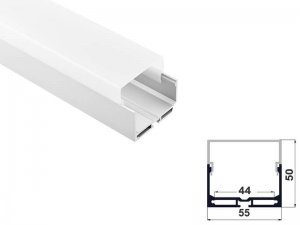 ALU-5550 Aluminum Channel - Surface / Hanging mount - For Strips Up To 44mm - Silver - 1m / 2m