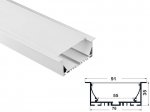 ALU-9135-R LED Aluminum Channel - Recessed - For Strips Up To 55mm - Silver - 1m / 2m - Frosted Lens