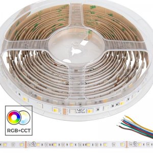 5m RGB + Tunable White LED Strip Light - Color Changing Tape Light - 12V / 24V