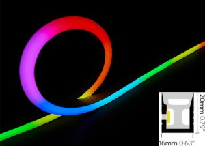 DMX Addressable RGBW Neon LED Flex - Side Bend Digital Neon Flex - IP67 - 16*20mm Wide - 24V - 5m
