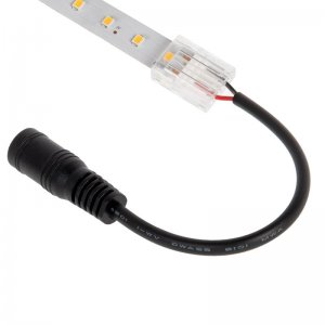 Solderless Clamp-On LED Strip Light to DC Barrel Connector - 12mm Single Color LED Strip Lights - 22 AWG