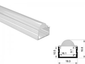 ALU-1305 LED Aluminum Channel - Surface - For Strips Up To 16mm - Silver -1m / 2m - Frosted Lens