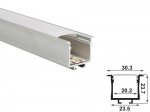 ALU-2008A-R LED Aluminum Channel - Recessed - For Strips Up To 20mm - Silver - 1m / 2m - Frosted Lens