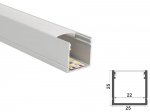 ALU-2525 LED Aluminum Channel - Surface - For Strips Up To 22mm - Silver - 1m / 2m - Frosted Lens