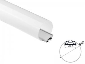 ALU-60 Aluminum Channel - Surface / Hanging mount - For Strips Up To 20mm - Silver - 1m / 2m - Frosted Lens
