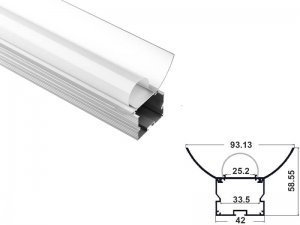 ALU-9538 Aluminum Channel - Surface / Hanging mount - For Strips Up To 25mm - Silver - 1m / 2m