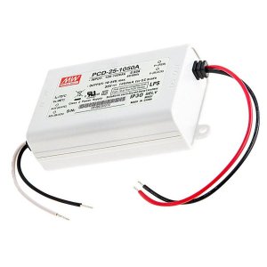 Mean Well LED Switching Power Supply - PCD Series 20-25W AC Dimmable LED Constant Current Driver - A-Type - 1050mA - 16-24 VDC