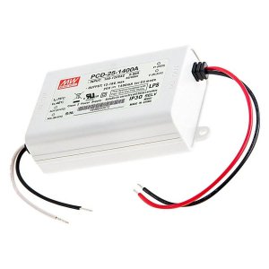 Mean Well LED Switching Power Supply - PCD Series 20-25W AC Dimmable LED Constant Current Driver - A-Type - 1400mA - 24-48 VDC